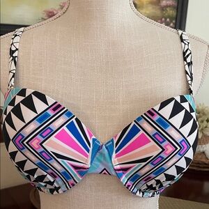 Swimsuits For All Pink, Blue & Black Geometric Push-Up Bra